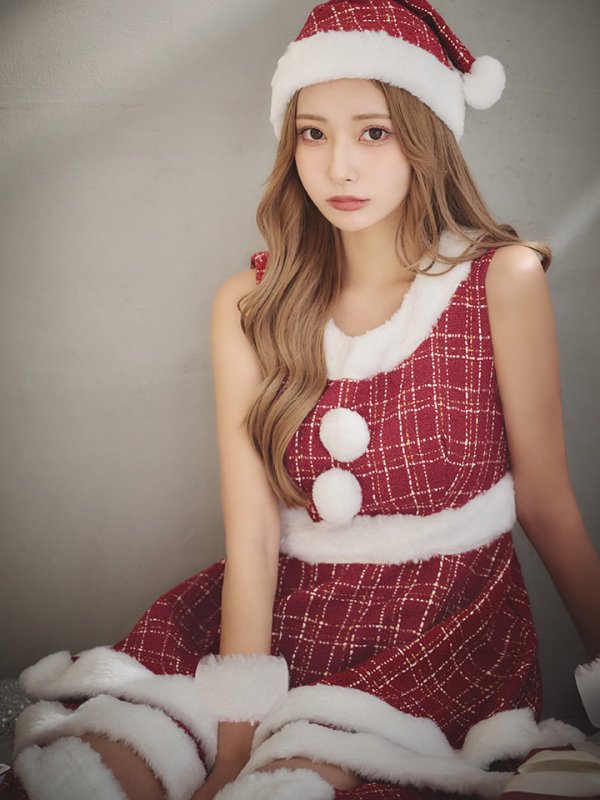 画像7: 即日発送!【サンタコス 5点セット】【S-Lサイズ/3カラー】ツイードチェック2段フレアスカートサンタコスプレ[OF01]