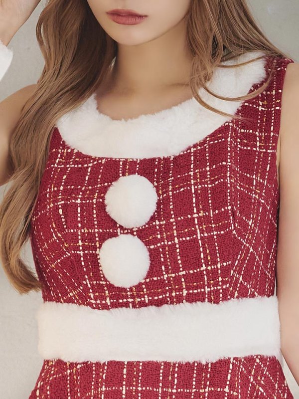 画像16: 即日発送!【サンタコス 5点セット】【S-Lサイズ/3カラー】ツイードチェック2段フレアスカートサンタコスプレ[OF01]