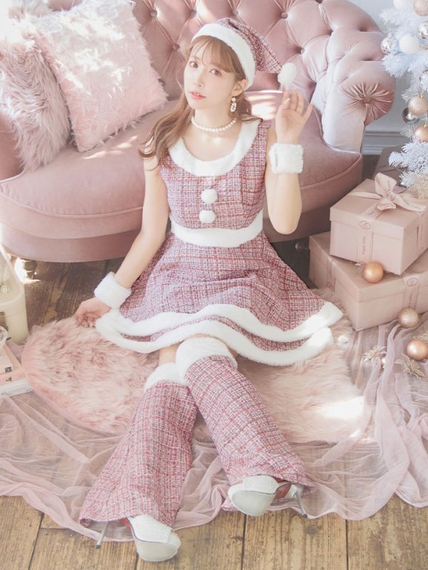 画像14: 即日発送!【サンタコス 5点セット】【S-Lサイズ/3カラー】ツイードチェック2段フレアスカートサンタコスプレ[YMT]