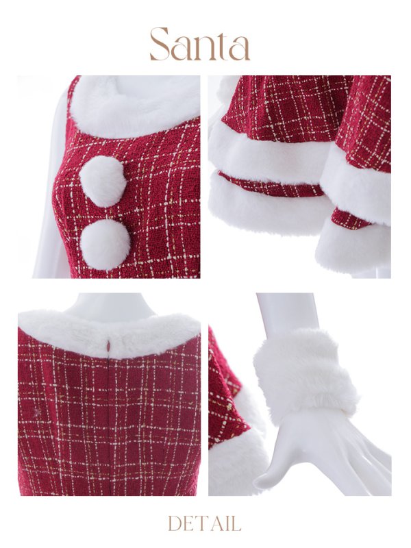 画像38: 即日発送!【サンタコス 5点セット】【S-Lサイズ/3カラー】ツイードチェック2段フレアスカートサンタコスプレ[YMT]
