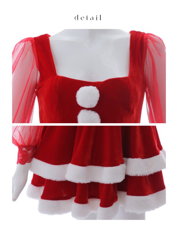 画像18: 【即日発送】【サンタコス 3点セット】【S-Lサイズ/1カラー】チュールシアーフレアサンタコスプレ[YMT]
