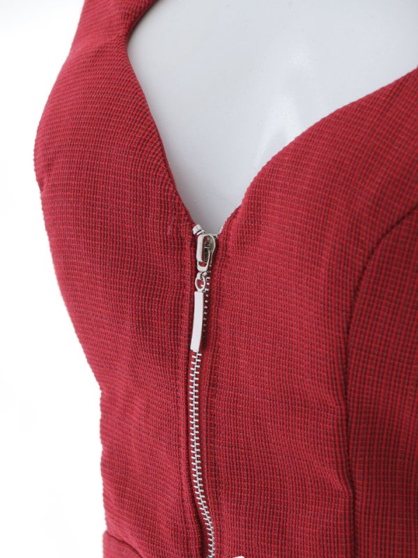 画像17: SALE!ツイードビジュードレス/カットアウト/サイドシアー/ジップアップ/チェック柄/谷間見せ/背中隠し/ミニドレス/キャバドレス 【XS-Mサイズ/1カラー】[HC02-X] 【SB】dzk