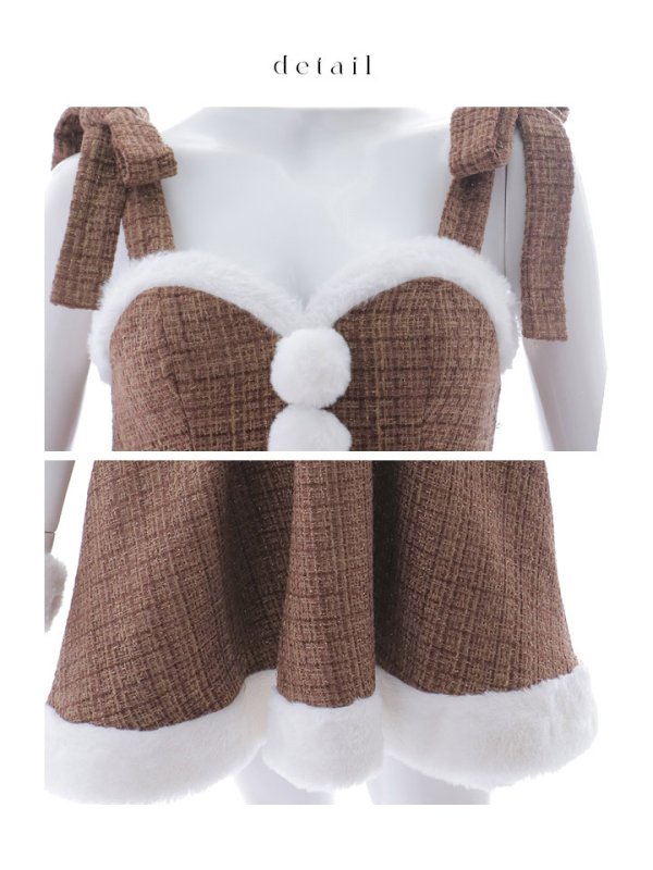 画像24: 【即日発送！】【サンタコス 6点セット】【XS-Mサイズ/1カラー】ツイードトナカイコスプレ[OF01]