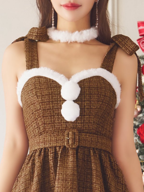 画像6: 【即日発送！】【サンタコス 6点セット】【XS-Mサイズ/1カラー】ツイードトナカイコスプレ[OF01]