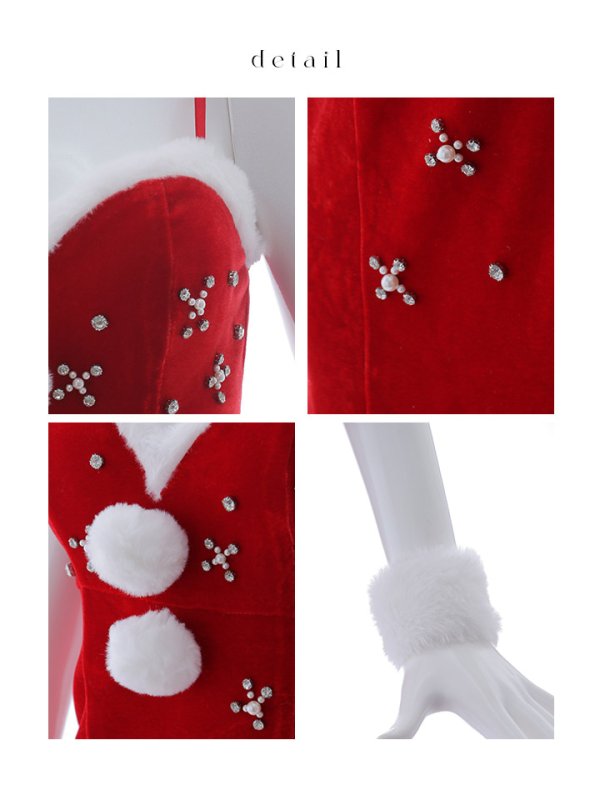 画像36: 【即日発送！】【サンタコス 4点セット】【XS-XLサイズ/2カラー】ビジュータイトキャミワンピサンタ[YMT]