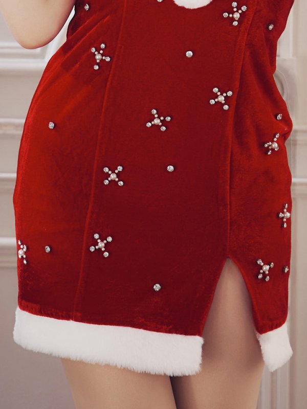 画像7: 【即日発送！】【サンタコス 4点セット】【XS-XLサイズ/2カラー】ビジュータイトキャミワンピサンタ[YMT]