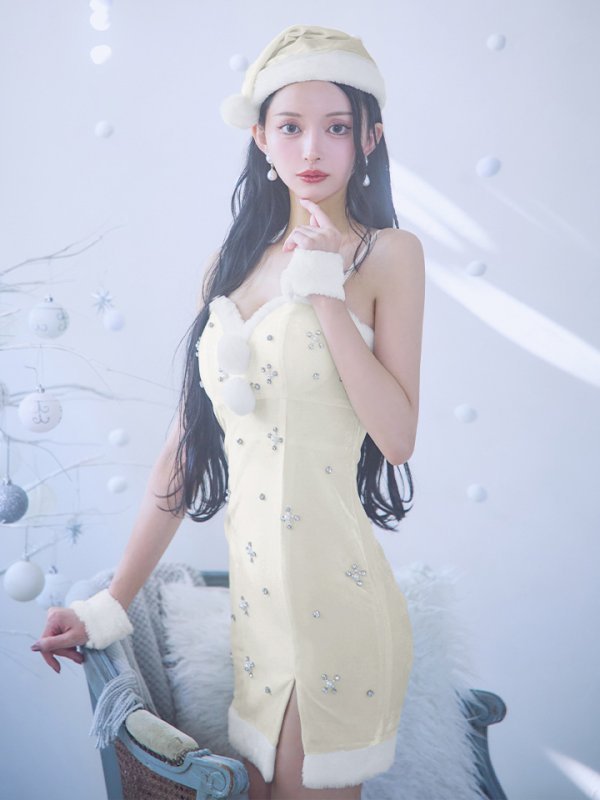 画像21: 【即日発送！】【サンタコス 4点セット】【XS-XLサイズ/2カラー】ビジュータイトキャミワンピサンタ[YMT]