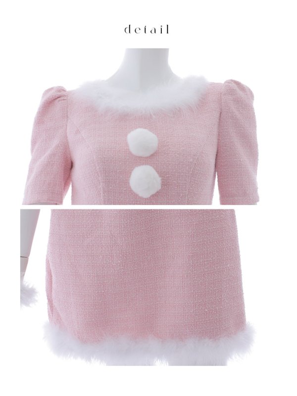 画像40: 【即日発送！】【サンタコス5点セット】【S-Mサイズ/2カラー】ツイードベルトワンピースサンタコスプレ[YMT]