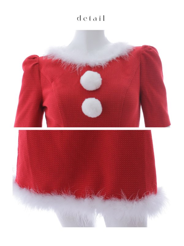 画像43: 【即日発送！】【サンタコス5点セット】【S-Mサイズ/2カラー】ツイードベルトワンピースサンタコスプレ[YMT]