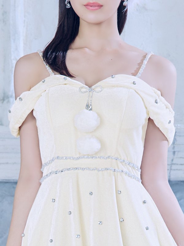 画像15: 【即日発送！】【サンタコス 5点セット】【XS-XLサイズ/3カラー】オフショルビジューリボンフレアサンタ[OF01]