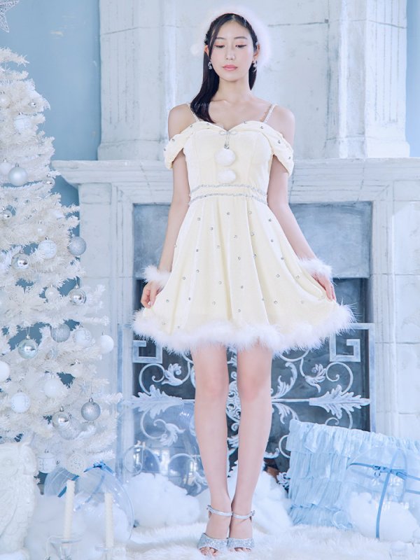 画像33: 【ノベルティ対象】【即日発送！】【サンタコス 5点セット】【XS-XLサイズ/3カラー】オフショルビジューリボンフレアサンタ[YMT]