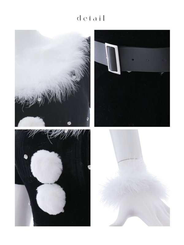 画像40: 【即日発送】【サンタコス 5点セット】【S-Mサイズ/2カラー】ベロアパールビジューサンタコスプレ[YMT]