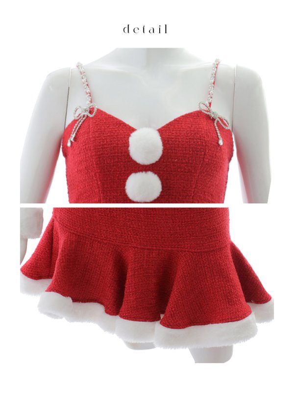 画像34: 【即日発送！】【サンタコス 5点セット】【S-Mサイズ/2カラー】ツイードキャミマーメイドセットアップサンタコスプレ[YMT]