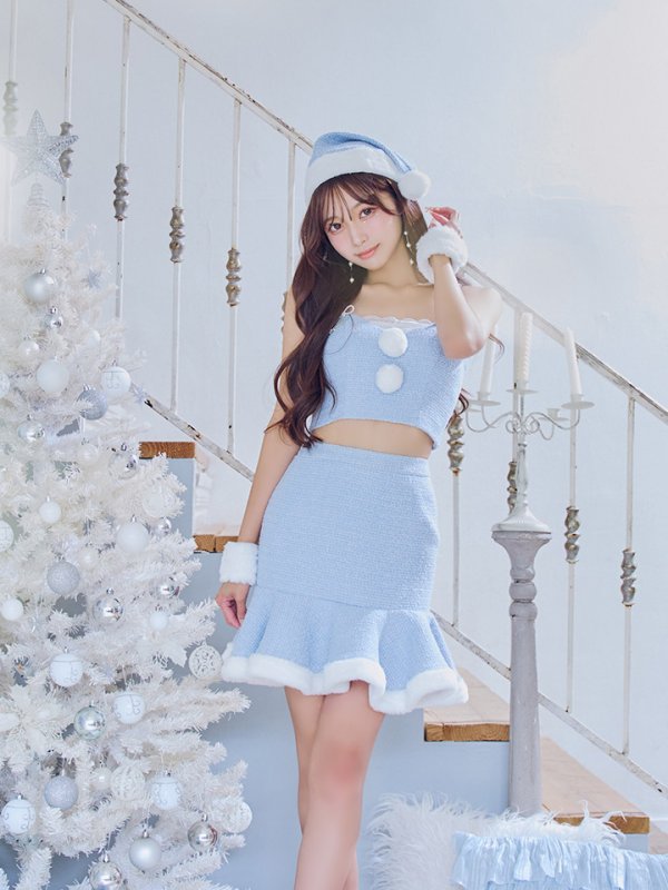 画像21: 【即日発送！】【サンタコス 5点セット】【S-Mサイズ/2カラー】ツイードキャミマーメイドセットアップサンタコスプレ[YMT]