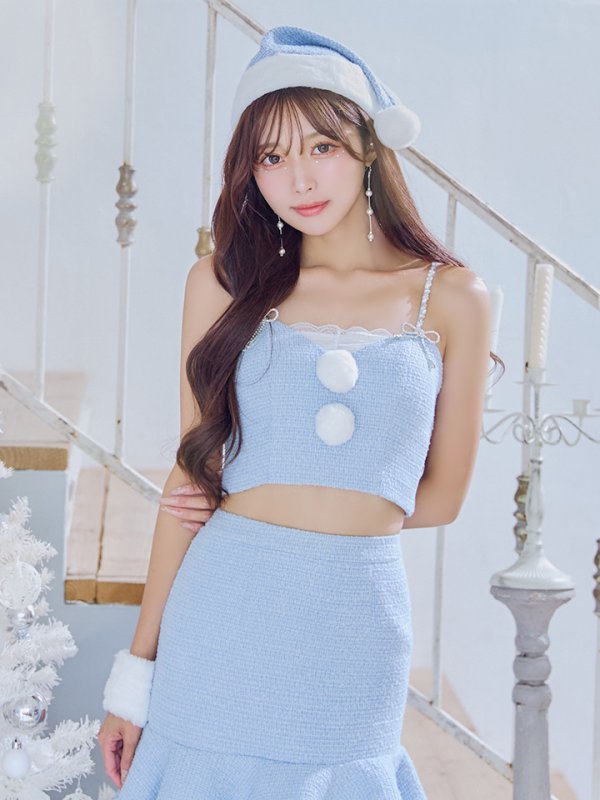 画像22: 【即日発送！】【サンタコス 5点セット】【S-Mサイズ/2カラー】ツイードキャミマーメイドセットアップサンタコスプレ[YMT]