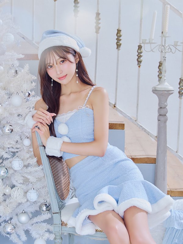 画像18: 【即日発送！】【サンタコス 5点セット】【S-Mサイズ/2カラー】ツイードキャミマーメイドセットアップサンタコスプレ[YMT]