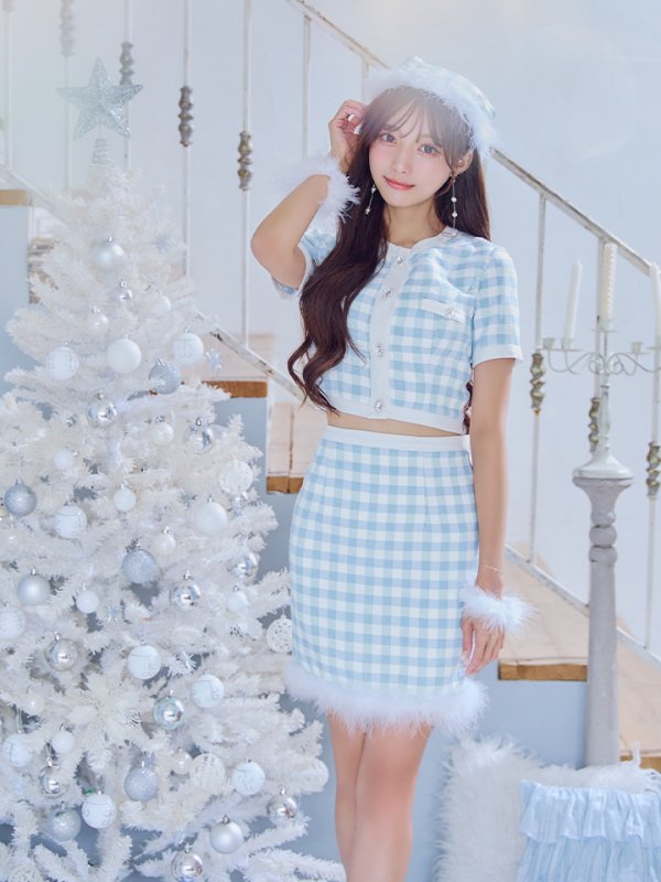 画像12: 【即日発送！】【サンタコス 4点セット】【S-Mサイズ/1カラー】ギンガムチェックタイトサンタコスプレ[YMT]