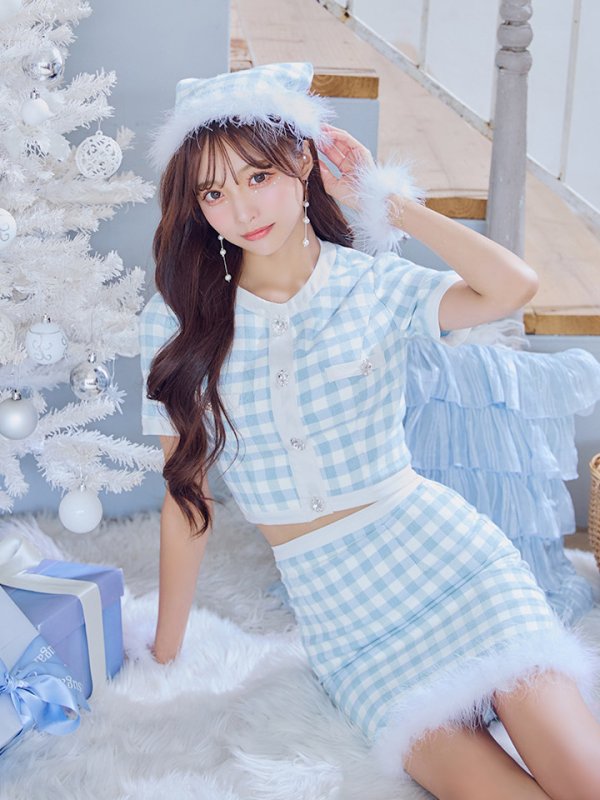 画像5: 【即日発送！】【サンタコス 4点セット】【S-Mサイズ/1カラー】ギンガムチェックタイトサンタコスプレ[YMT]