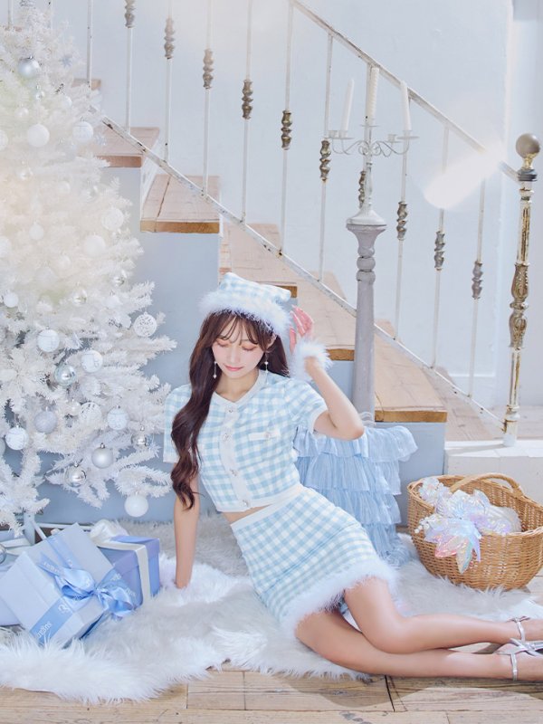 画像8: 【即日発送！】【サンタコス 4点セット】【S-Mサイズ/1カラー】ギンガムチェックタイトサンタコスプレ[YMT]