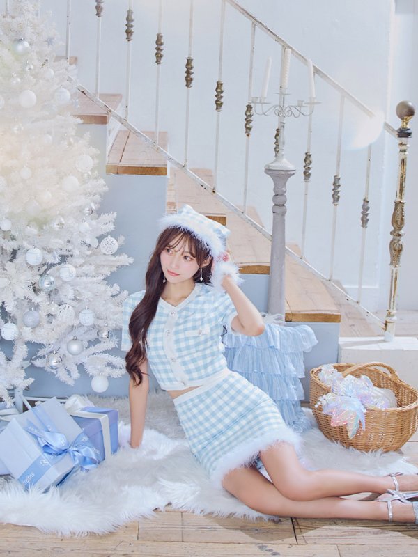 画像9: 【即日発送！】【サンタコス 4点セット】【S-Mサイズ/1カラー】ギンガムチェックタイトサンタコスプレ[YMT]