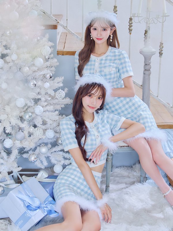 画像20: 【即日発送！】【サンタコス 4点セット】【S-Mサイズ/1カラー】ギンガムチェックタイトサンタコスプレ[YMT]