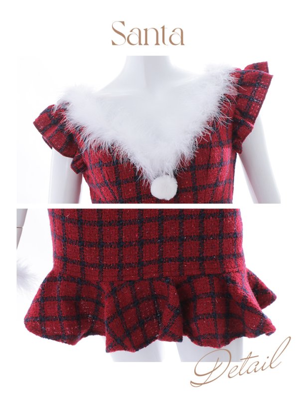 画像36: SALE!【サンタコス 5点セット】【S-XLサイズ/1カラー】マーメイドチェックサンタコスプレ[OF01]