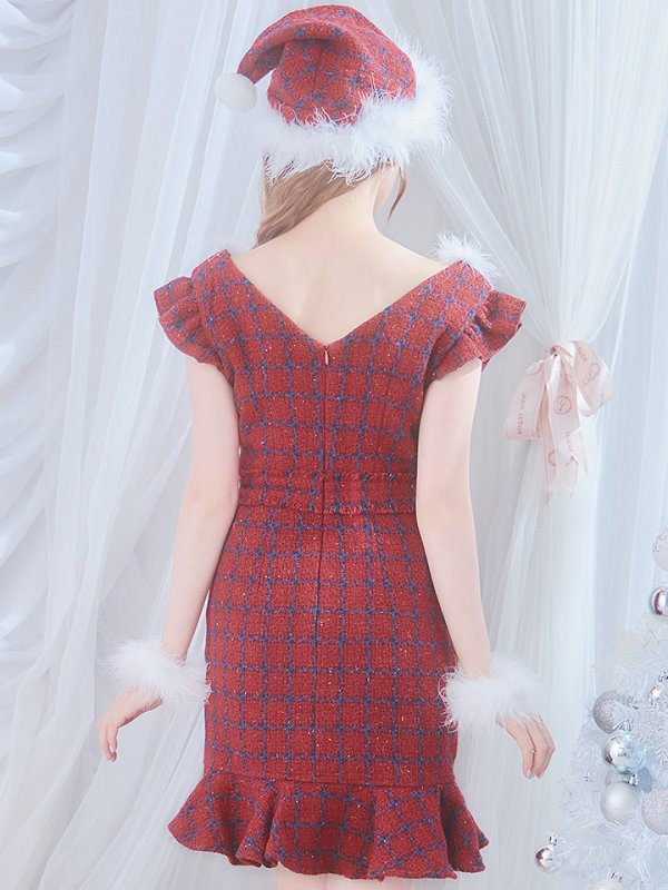 画像32: SALE!【サンタコス 5点セット】【S-XLサイズ/1カラー】マーメイドチェックサンタコスプレ[OF01]