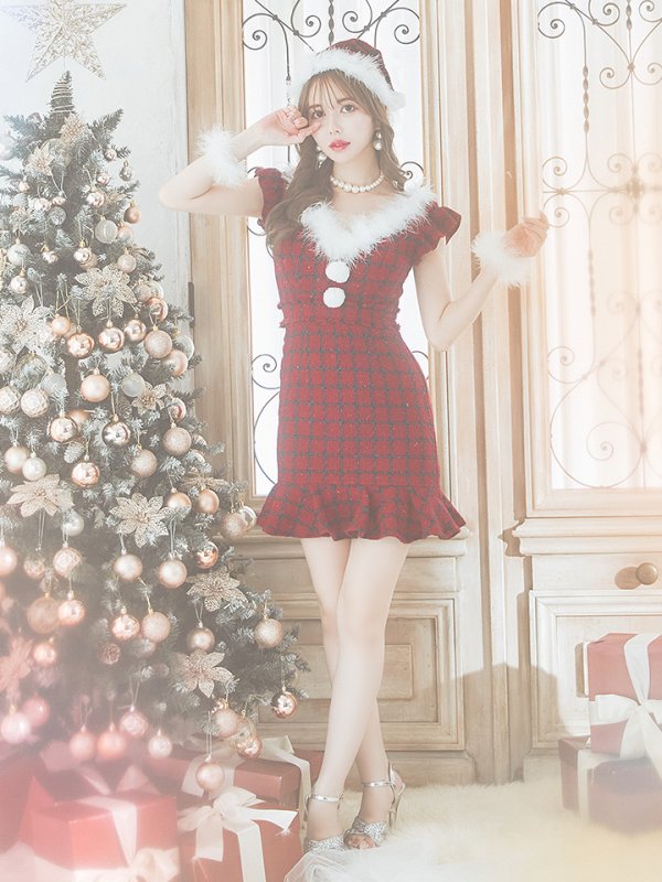 画像5: SALE!【サンタコス 5点セット】【S-XLサイズ/1カラー】マーメイドチェックサンタコスプレ[OF01]