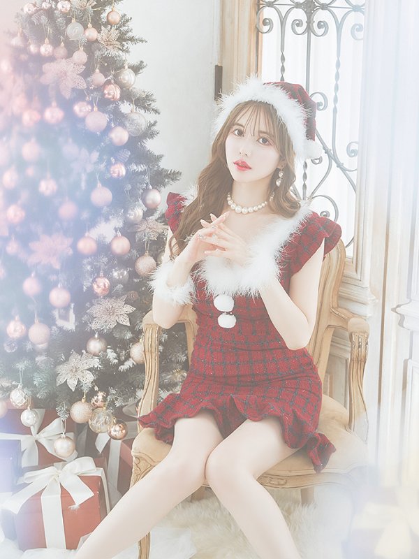 画像8: SALE!【サンタコス 5点セット】【S-XLサイズ/1カラー】マーメイドチェックサンタコスプレ[OF01]