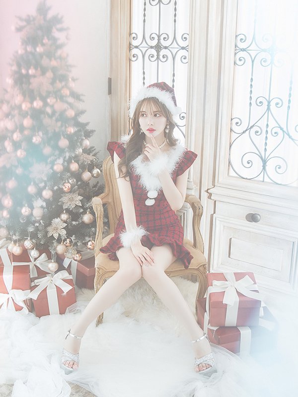 画像9: SALE!【サンタコス 5点セット】【S-XLサイズ/1カラー】マーメイドチェックサンタコスプレ[OF01]