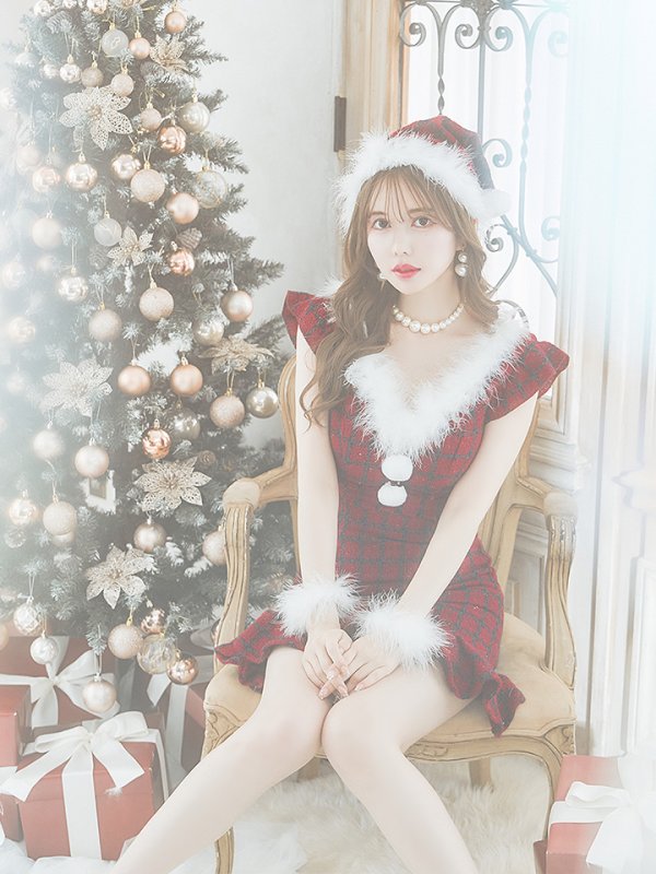 画像12: SALE!【サンタコス 5点セット】【S-XLサイズ/1カラー】マーメイドチェックサンタコスプレ[OF01]