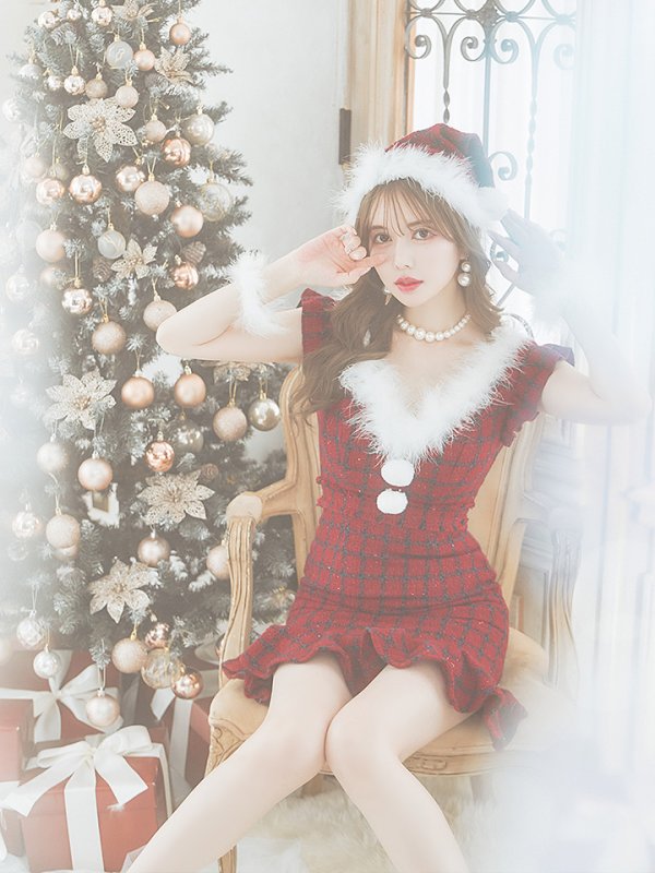 画像14: SALE!【サンタコス 5点セット】【S-XLサイズ/1カラー】マーメイドチェックサンタコスプレ[OF01]