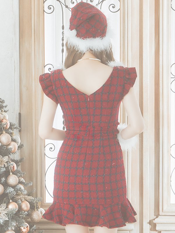 画像15: SALE!【サンタコス 5点セット】【S-XLサイズ/1カラー】マーメイドチェックサンタコスプレ[OF01]