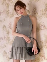 送料無料!アメスリビジューシフォンティアードミニドレス/キャバドレス【XS-Mサイズ/1カラー】【予約商品/1月上旬発送予定】[OF01]【SB】