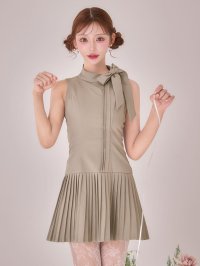 送料無料!リボンプリーツAラインワンピースドレス/キャバドレス【XS-Lサイズ/1カラー】[OF01]【SB】IA