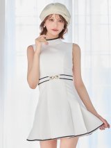 ハイネックパイピングプリーツミニドレス/キャバドレス【XS-Mサイズ/1カラー】[OF04]【SB】dzmuIA