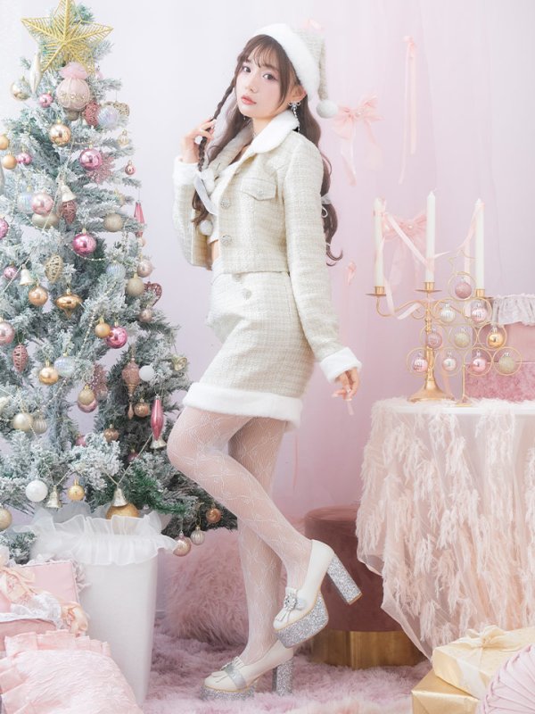 画像7: 【サンタセール！】【サンタコス 5点セット】【XS-Lサイズ/1カラー】ジャケット付きツイードセットアップサンタ[YMT]