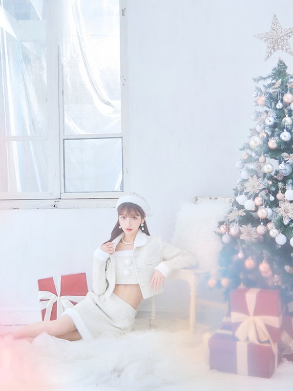 画像24: 【サンタセール！】【サンタコス 5点セット】【XS-Lサイズ/1カラー】ジャケット付きツイードセットアップサンタ[YMT]