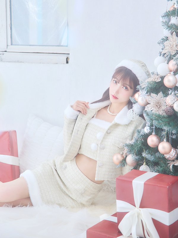 画像25: 【サンタセール！】【サンタコス 5点セット】【XS-Lサイズ/1カラー】ジャケット付きツイードセットアップサンタ[YMT]