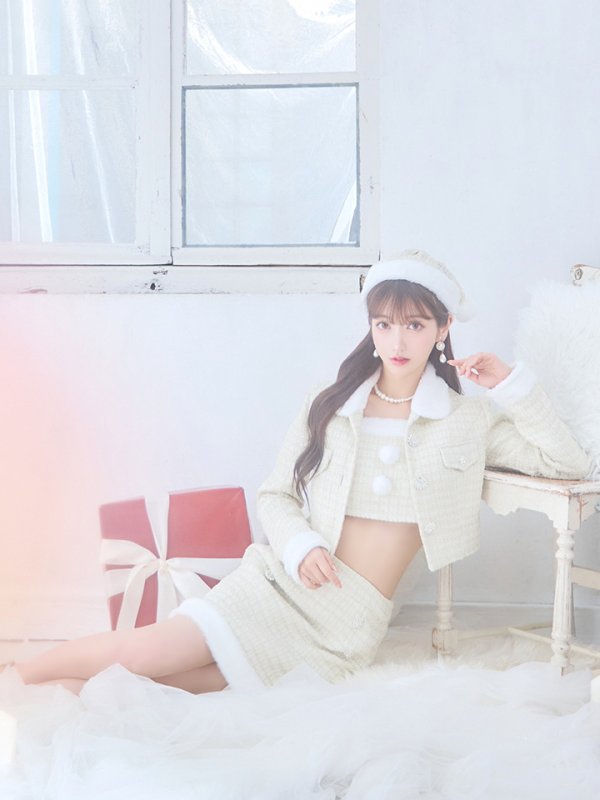 画像27: 【サンタセール！】【サンタコス 5点セット】【XS-Lサイズ/1カラー】ジャケット付きツイードセットアップサンタ[YMT]