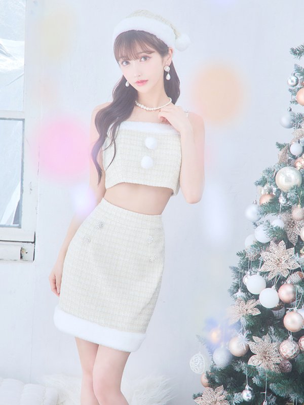 画像32: 【サンタセール！】【サンタコス 5点セット】【XS-Lサイズ/1カラー】ジャケット付きツイードセットアップサンタ[YMT]