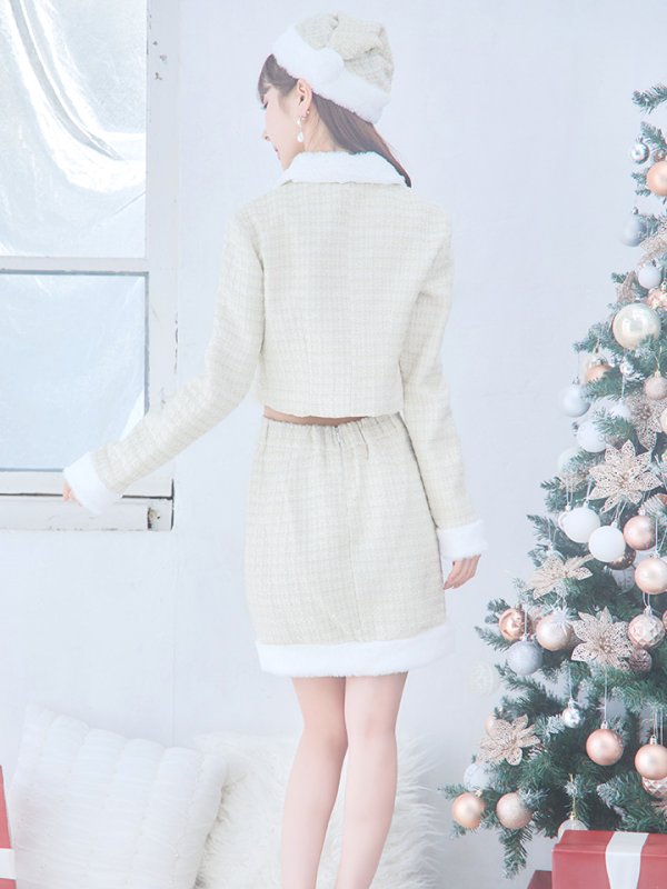 画像33: 【サンタセール！】【サンタコス 5点セット】【XS-Lサイズ/1カラー】ジャケット付きツイードセットアップサンタ[YMT]