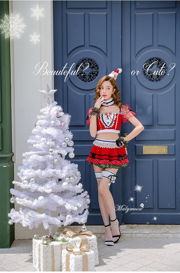 画像9: 【即日発送】【クリスマスコスプレ7点セット】【Malymoon/マリームーン】パフスリーブサンタクロース[OF03]