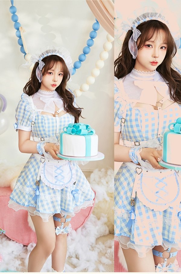 画像9: 【即日発送】ハーネスポップギンガムチェックメイド【マリームーン】【ハロウィンコスプレ8点セット】【フリーサイズ/3カラー】[OF04]