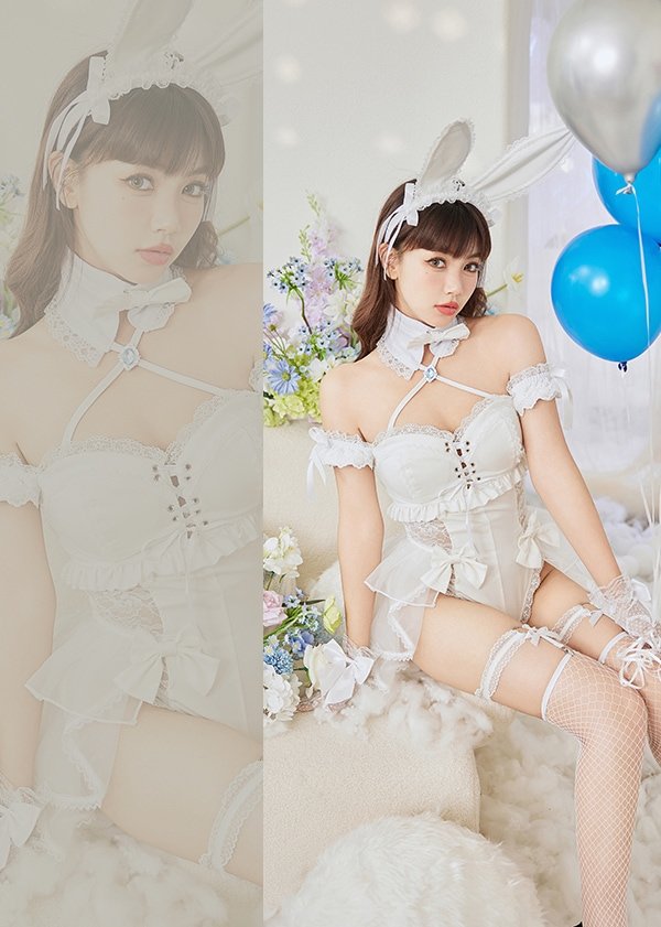 画像8: 【即日発送】サイドレースデニムバニーボディスーツ3TYPE【マリームーン】【ハロウィンコスプレ9-10点セット】【フリーサイズ/3type】[OF04]