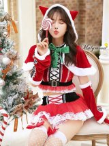 【即日発送】【クリスマスコスプレ7点セット】【Malymoon/マリームーン】ネコ耳ケープサンタ【フリーサイズ/1カラー】[YMT]