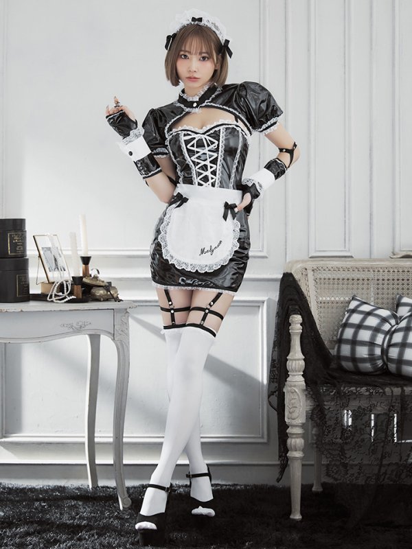 画像3: 【即日発送】 【ハロウィン】編み上げレザーメイド【Malymoon/マリームーン 【コスプレ8点セット】【フリーサイズ/1カラー】[OF04]