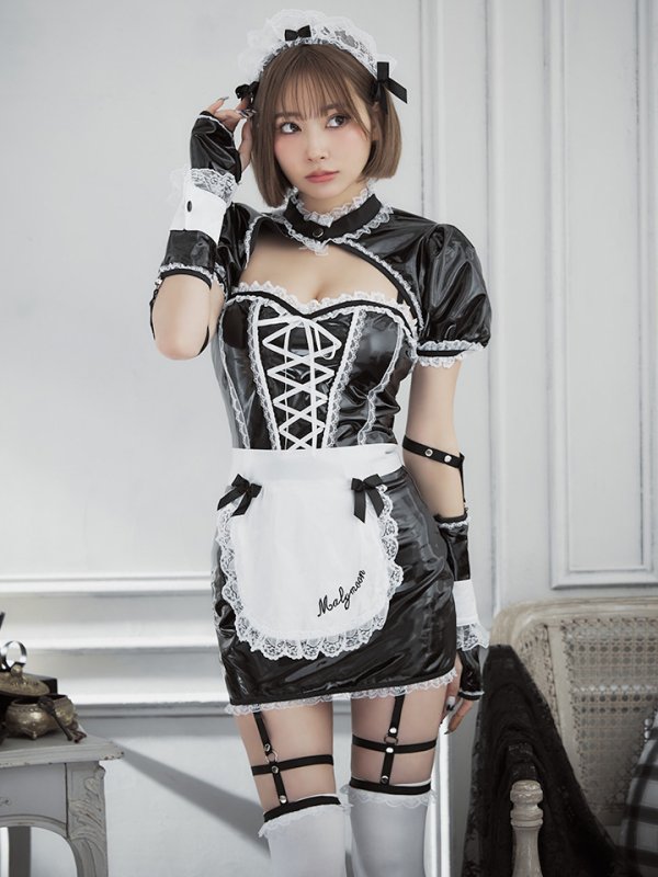 画像7: 【即日発送】 【ハロウィン】編み上げレザーメイド【Malymoon/マリームーン 【コスプレ8点セット】【フリーサイズ/1カラー】[OF04]