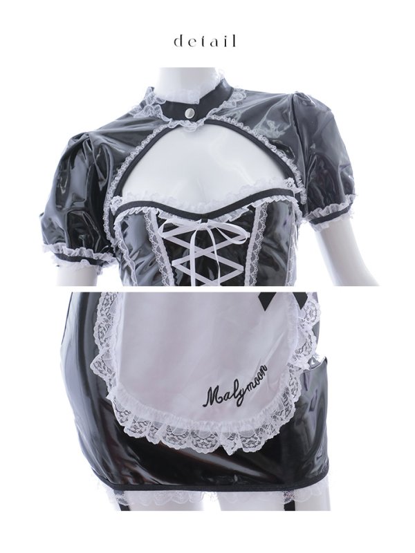 画像12: 【即日発送】 【ハロウィン】編み上げレザーメイド【Malymoon/マリームーン 【コスプレ8点セット】【フリーサイズ/1カラー】[OF04]