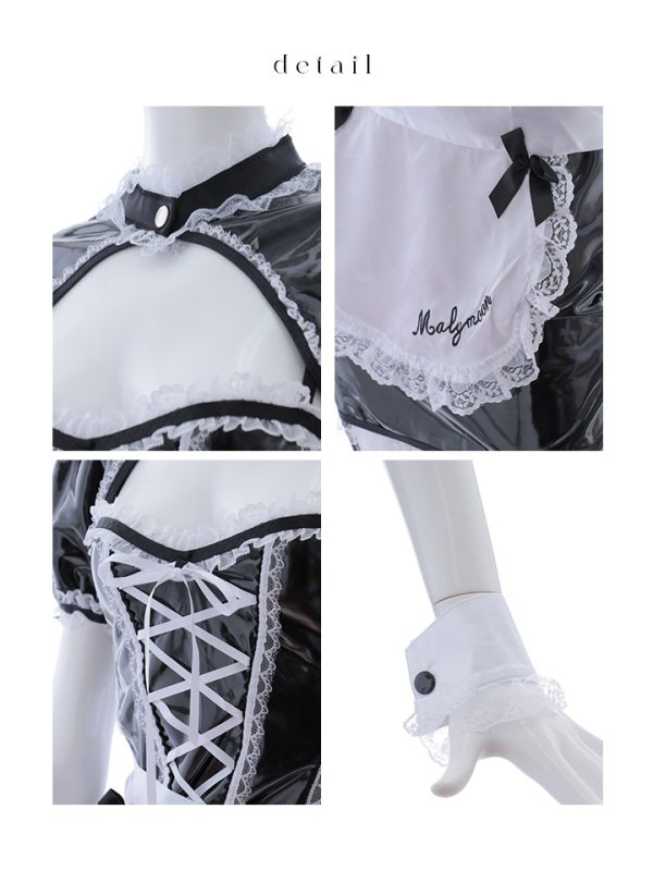 画像13: 【即日発送】 【ハロウィン】編み上げレザーメイド【Malymoon/マリームーン 【コスプレ8点セット】【フリーサイズ/1カラー】[OF04]